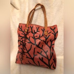 Lollipops Paris Atelier - Lovely Soft Leather Bag with Beaded Coral look Charm.